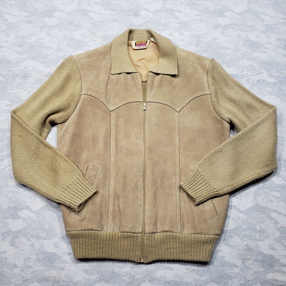 Vintage Miller‎ Miller Miller Suede Leather Jacket Mens Medium Brown Zip Up